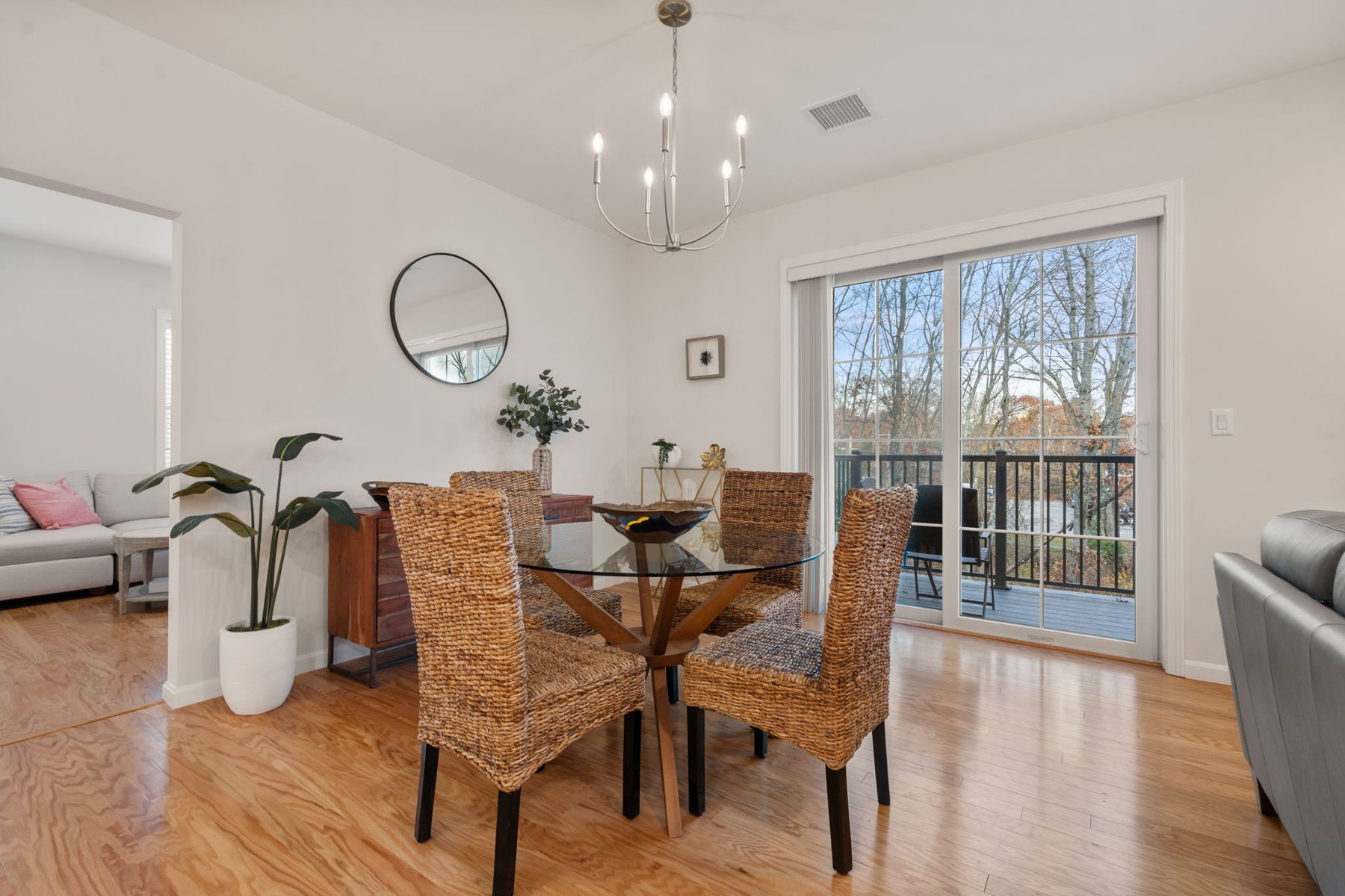 Staged dining room at Copperworks, Canton, MA