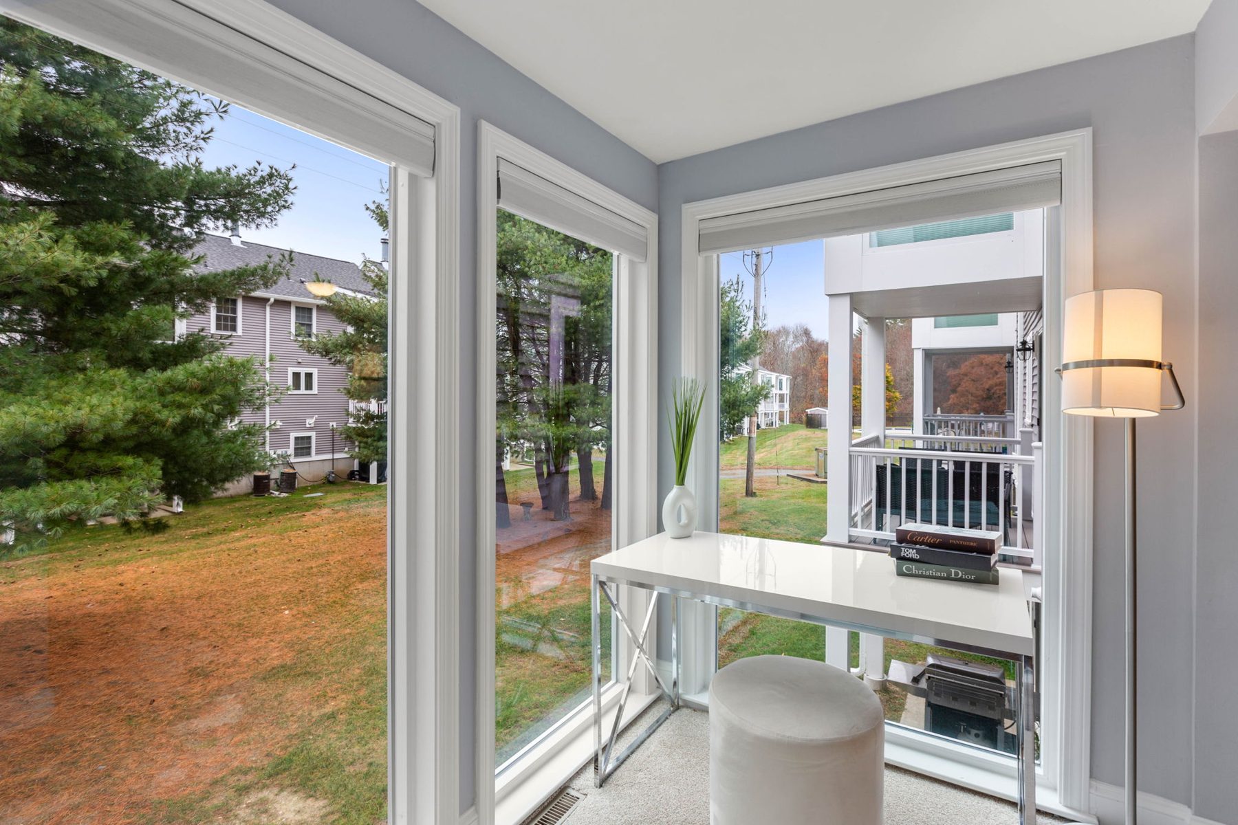 Staged sunroom office at 75 Foundry St, South Easton, MA