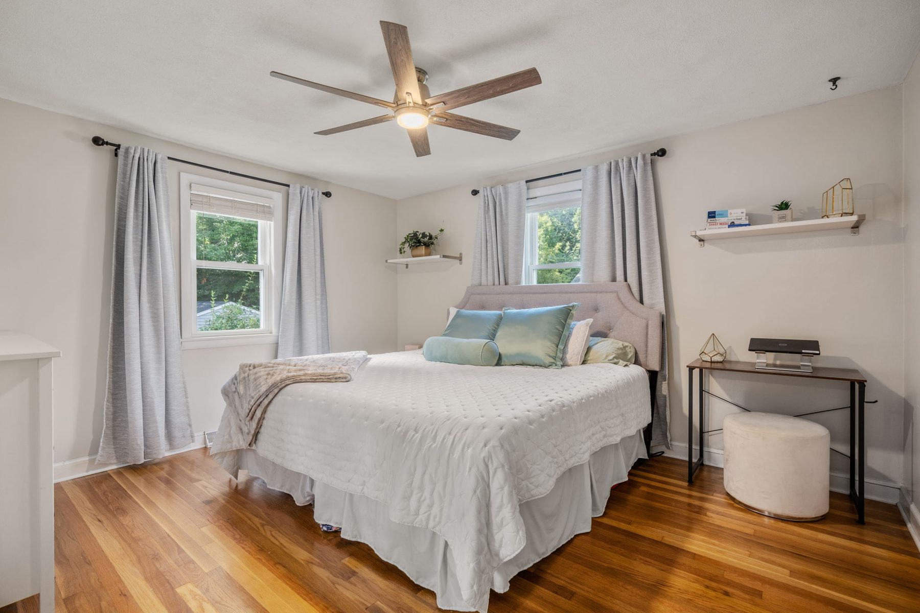 Staged primary bedroom at 43 Skelton Rd, Burlington, MA