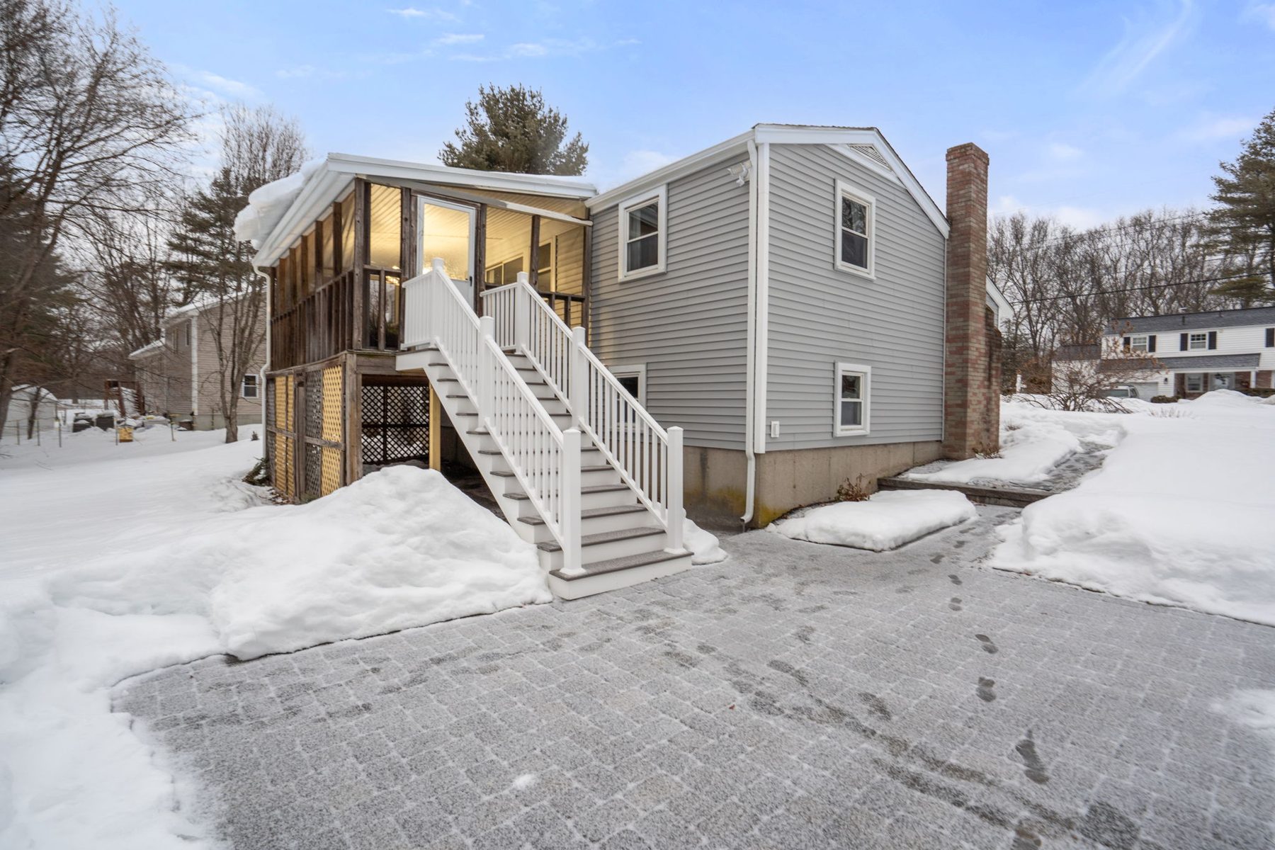 11 Wilshire Dr, Sharon — Rear, new stairs and screened porch