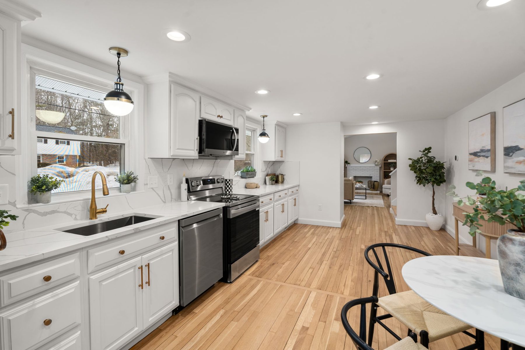 Staged kitchen at 11 Wilshire Dr, Sharon, MA